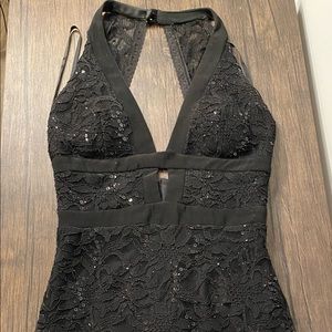 Lace And Sequin Halter Mini Dress-$7 when you buy 2 or more items!